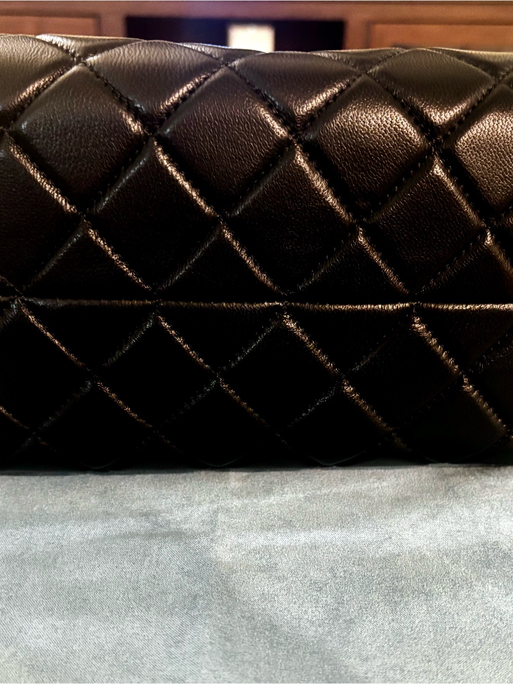 Quilted Sheepskin Leather Shoulder Bag With Chain Strap — image 6 of 6